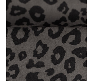 Kunstleder Wildleder Suede Clara grau Leo print